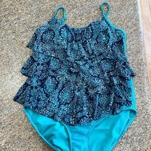 Tropical escape swimsuit, size 16-Sold as is